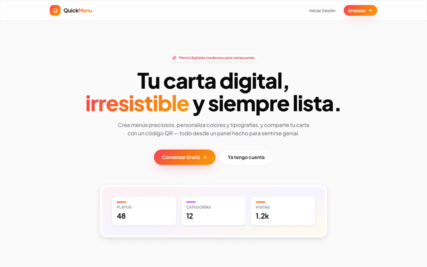 QuickMenu — SaaS de menús digitales